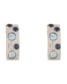 Boucles d'oreilles Toamasina Diamants 0.01ct. Saphir 0.1ct & 4 Topazes Bleues 0.18ct or jaune