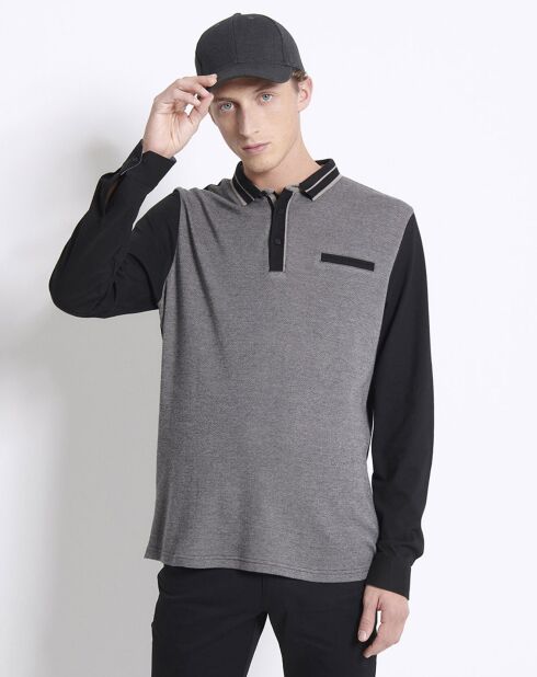 Polo colorblock Basic gris/noir