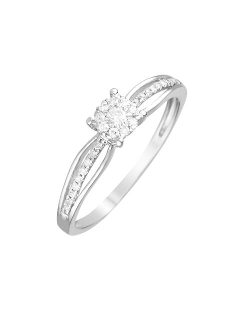 Bague Lismore Diamants 0.16ct or blanc