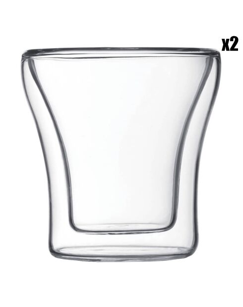 2 Verres double paroi transparents -  0.1 L