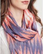 Foulard en Coton & Soie Voyage corail - 55x200 cm