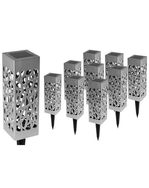 10 lampes solaires mona argentées - d.6x29 cm