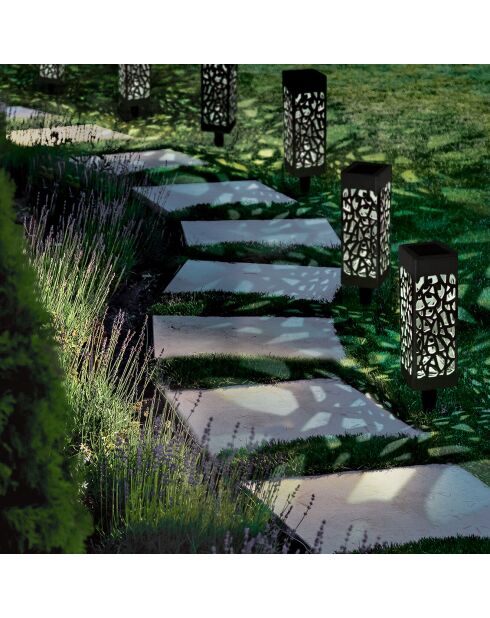 10 lampes solaires mona argentées - d.6x29 cm