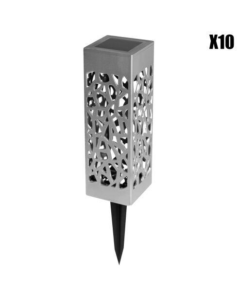 10 lampes solaires mona argentées - d.6x29 cm