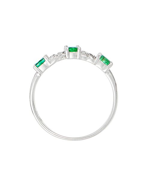 Bague Abaya Diamants 0.03 ct & Emeraudes 0.60 ct or blanc