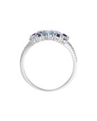 Bague Saphir Elixir Diamants 0.10 ct, Saphirs 0.5 ct & Topazes 1.03 ct or blanc