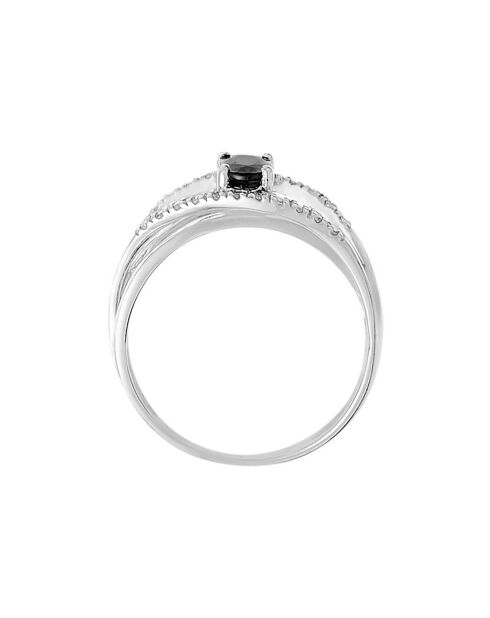 Anello con diamante Missouri 0,07 ct con zaffiri 0,65 ct in oro bianco 0,65 ct