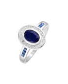 Bague Gange Or Blanc Diamants 0.04 ct & Saphirs 1.18 ct