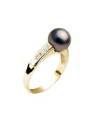 Bague Or Jaune Perle de Tahiti noire