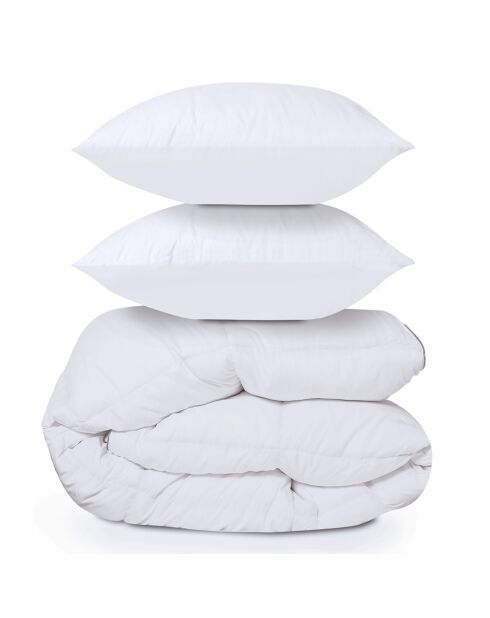 Couette & 2 oreillers plume d'oie anti - acariens blanc - 240x220 cm