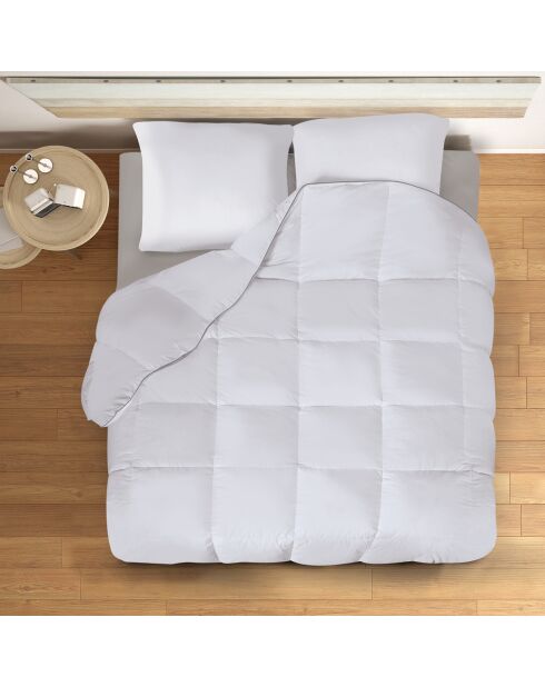 Couette & 2 oreillers plume d'oie anti-acariens blanc - 260x240 cm