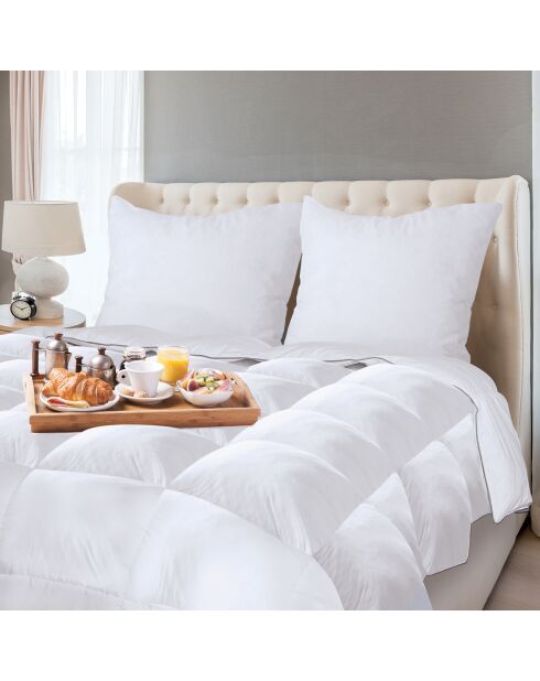 Couette & 2 oreillers plume d'oie anti-acariens blanc - 260x240 cm