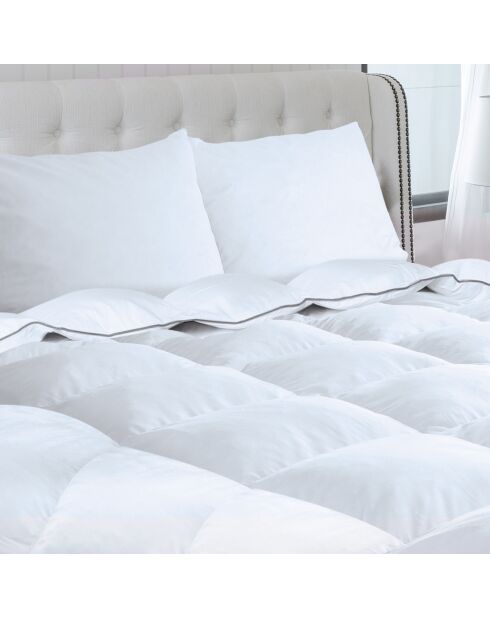 Couette & 2 oreillers plume d'oie anti-acariens blanc - 260x240 cm