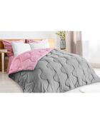 Couette 300gsm et  2 oreillers blanc/rose/gris - 200x200 cm