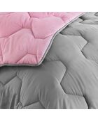 Couette 300gsm et  2 oreillers blanc/rose/gris - 200x200 cm