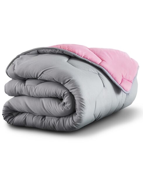Piumino da 300 g/m² e 2 cuscini bianco/rosa/grigio - 240x220 cm
