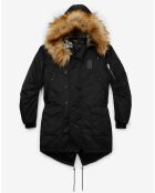 Parka oversize à capuche Fausse Fourrure noire