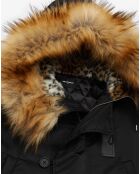 Parka oversize à capuche Fausse Fourrure noire