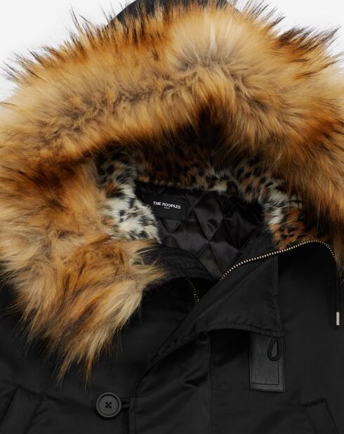 Parka oversize à capuche Fausse Fourrure noire
