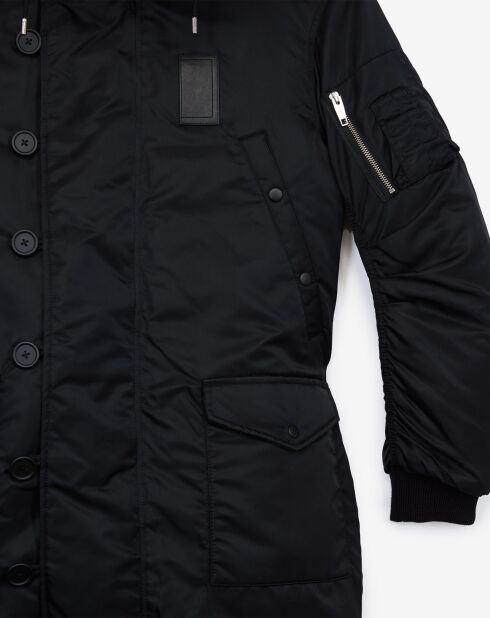 Parka oversize à capuche Fausse Fourrure noire