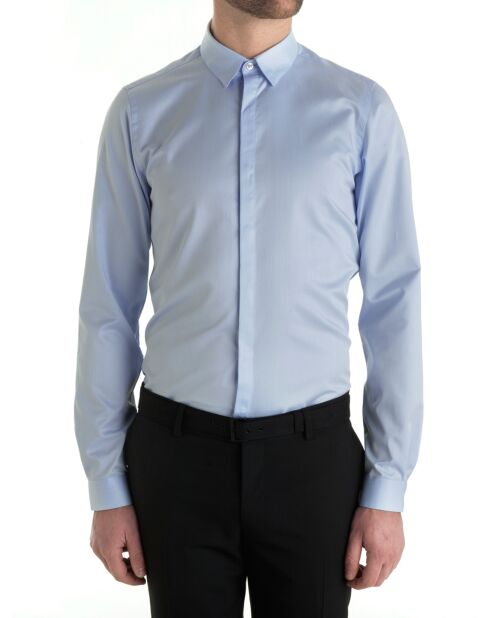 Chemise en Twill coton uni bleue