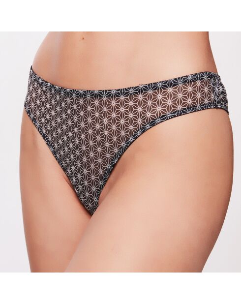 Zwart/ecru string met Stella print