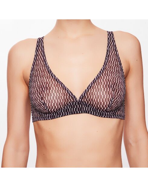 Soutien-gorge Triangle armaturé Khôl imprimé violet/noir/écru