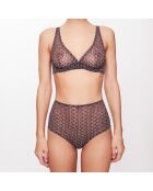 Soutien-gorge Triangle armaturé Khôl imprimé violet/noir/écru