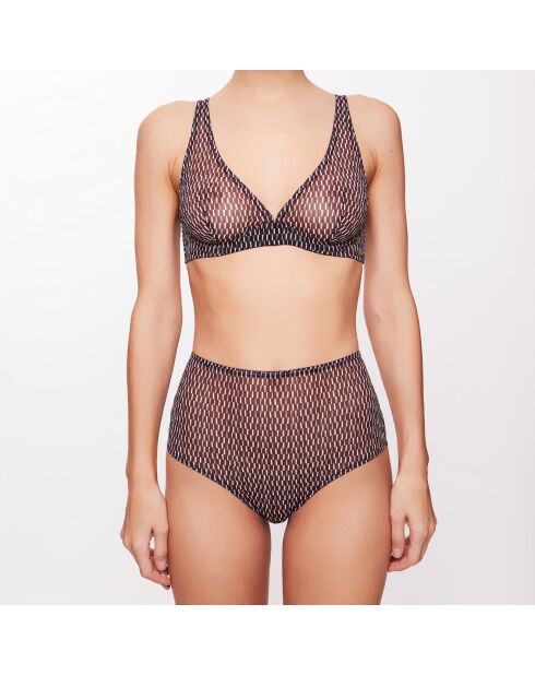 Soutien-gorge Triangle armaturé Khôl imprimé violet/noir/écru