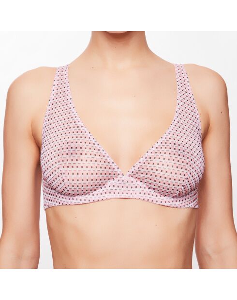Soutien-Gorge Triangle armaturé Perle à carreaux rose poudré/écru