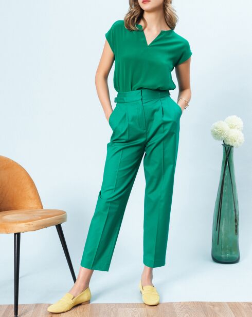 Pantalon Rafael 7/8 droit uni vert