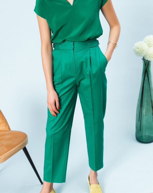 Pantalon Rafael 7/8 droit uni vert