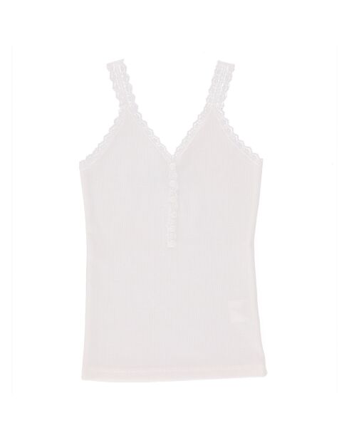 Hemdbluse mit Riemen und weißer Spitze