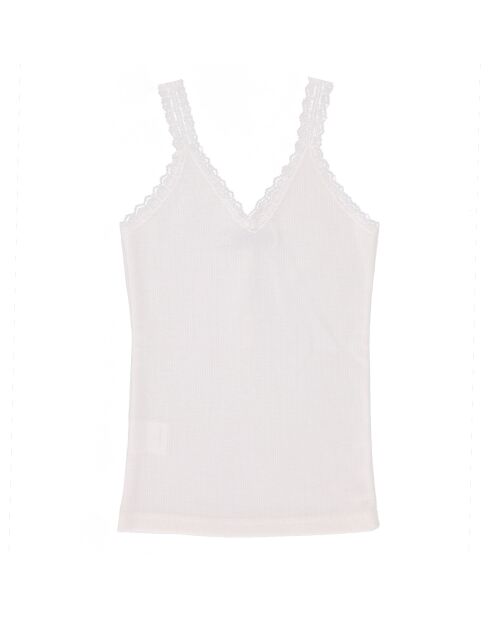 Hemdbluse mit Riemen und weißer Spitze