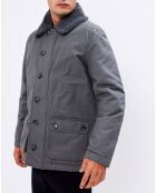 Manteau Ozu col fausse fourrure gris