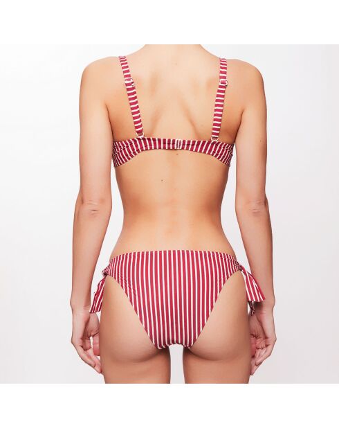 Haut de maillot triangle Julia à rayures rubis/écru