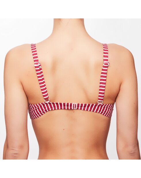 Haut de maillot triangle Julia à rayures rubis/écru