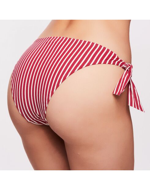 Gestreifte Bikinihose Julie in Rubin/Ecru