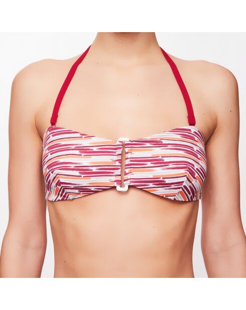 Haut de maillot bandeau Leah à rayures framboise/orange