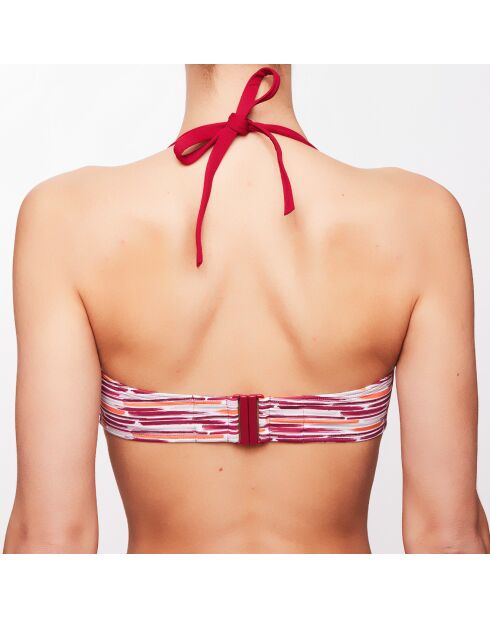 Haut de maillot bandeau Leah à rayures framboise/orange