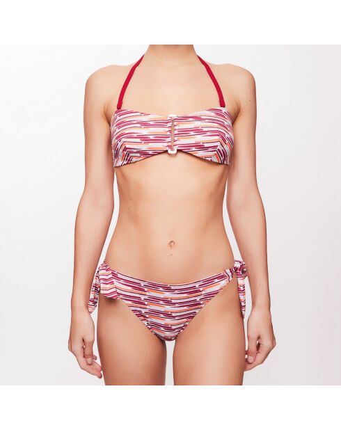 Haut de maillot bandeau Leah à rayures framboise/orange