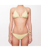 Maillot 2 pièces  triangle Solenne à rayures vert anis/écru