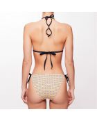 Maillot 2 pièces triangle Naelya à carreaux jaune/gris