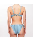 Haut de maillot triangle Julia à rayures bleu lagune/écru