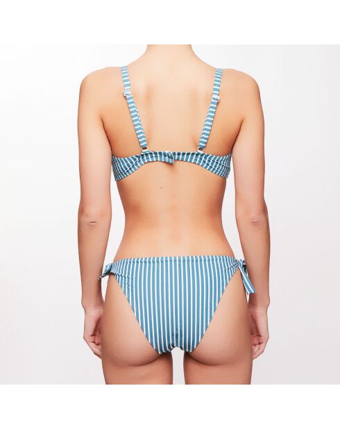 Haut de maillot triangle Julia à rayures bleu lagune/écru