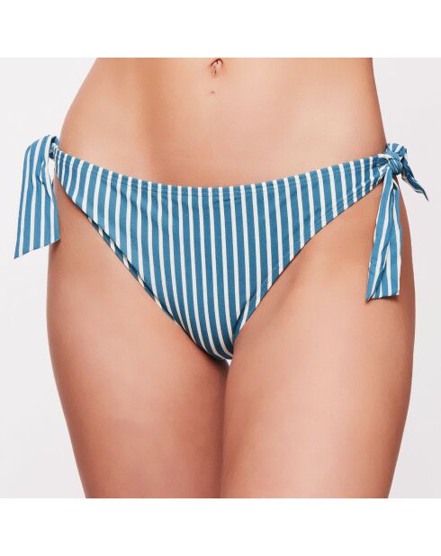Bas de maillot Julie à rayures bleu lagune/écru