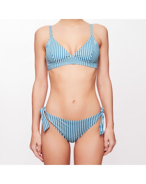 Bikinibroekje Julie met laguneblauw/ecru strepen