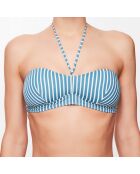 Haut de maillot bandeau Lola à rayures bleu lagune/écru