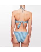 Haut de maillot bandeau Lola à rayures bleu lagune/écru