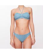 Haut de maillot bandeau Lola à rayures bleu lagune/écru